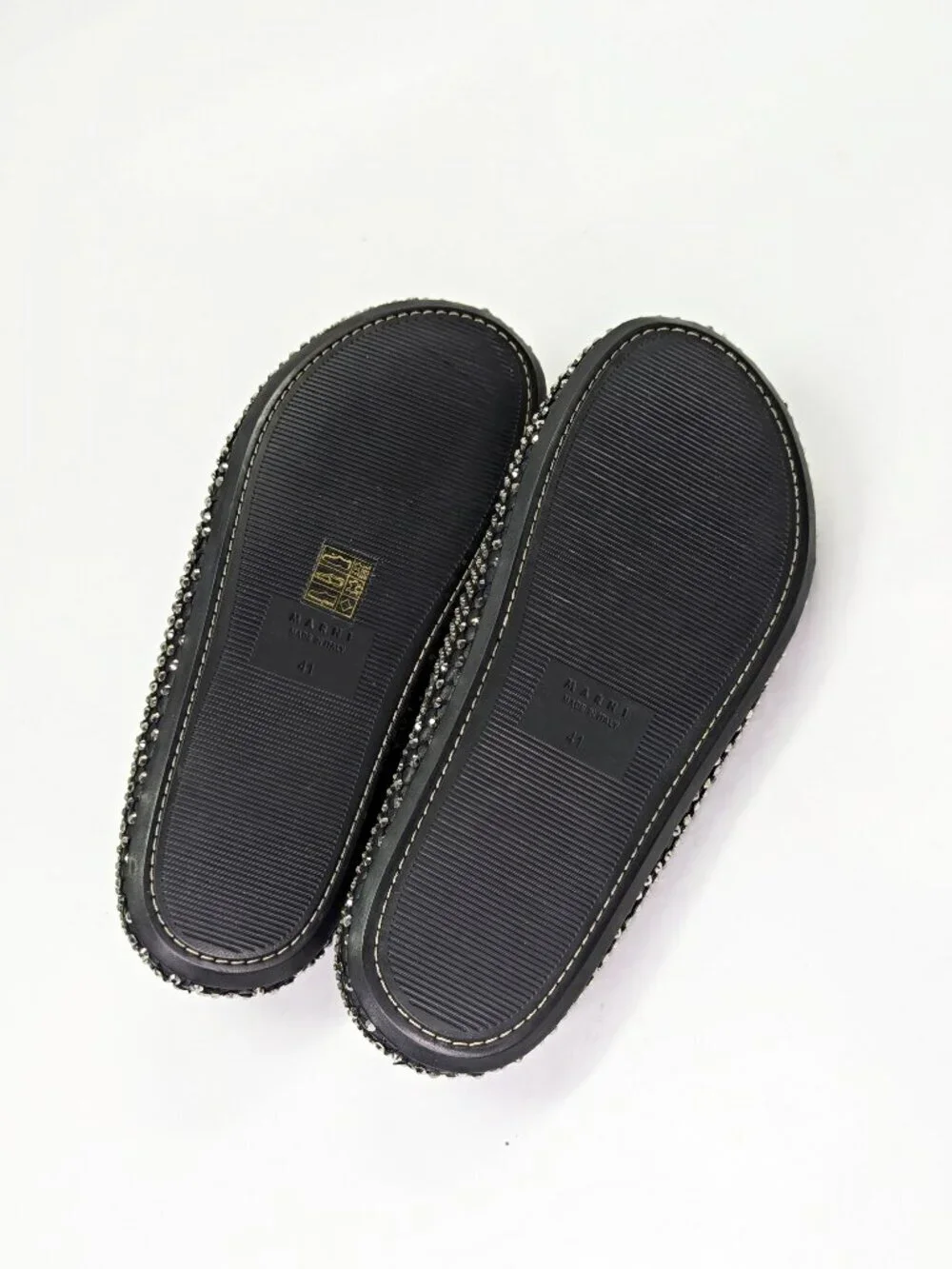 Marni Men's Fussbett Sabot Mules With Rhinestones Black Size 41 (MSRP $1,170)
